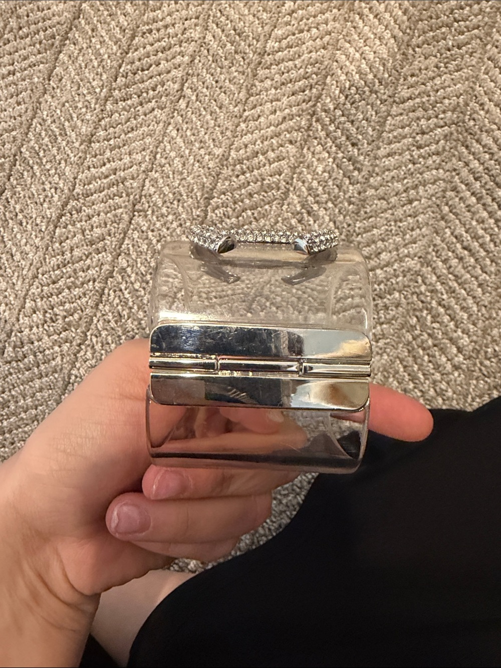 Crystal Accent Clear Cuff Bracelet - Silver Crystal - Picture 5 of 5
